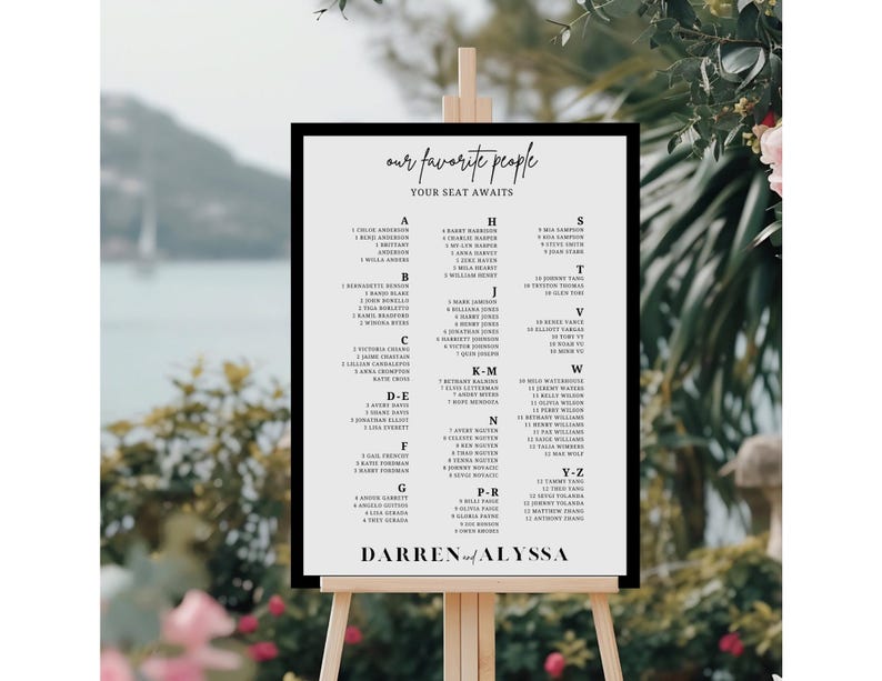 Modern Black and White Wedding Seating Chart Template (DIY Editable ...