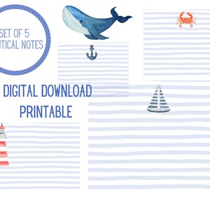 Digitale nautische notitiekaarten - Zeilboot Notitiekaarten - Nautische bedankkaarten - Downloadbare notitiekaarten - Nautische notities