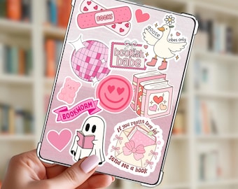 Pink Bookish Kindle Insert | Girly E-Reader Cover (Digital Download)