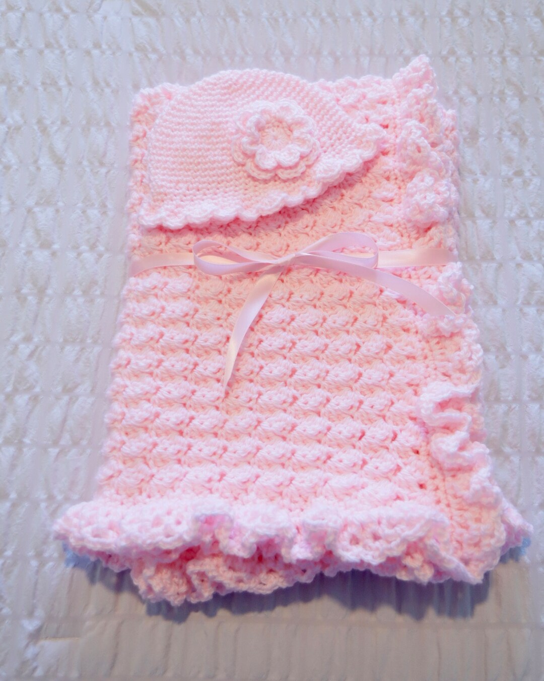 Baby Blanket Crocheted Baby Blanket Baby Blanket for Baby Girl Baby Blanket Set Blanket and Hat