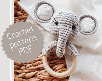 Crochet PATTERN elephant rattle, simple elephant crochet pattern, snuggle elephant rattle crochet pattern, simple crochet patterns