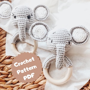 Crochet PATTERN elephant rattle, simple elephant crochet pattern, snuggle elephant rattle crochet pattern, simple crochet patterns