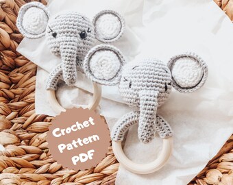 Crochet PATTERN elephant rattle, simple elephant crochet pattern, snuggle elephant rattle crochet pattern, simple crochet patterns