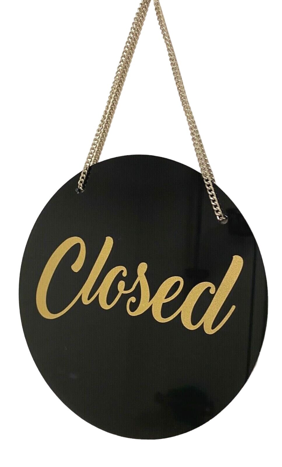Open Closed Door Sign With Chain & Suction Rigid 3mm Black Silver Gold ...