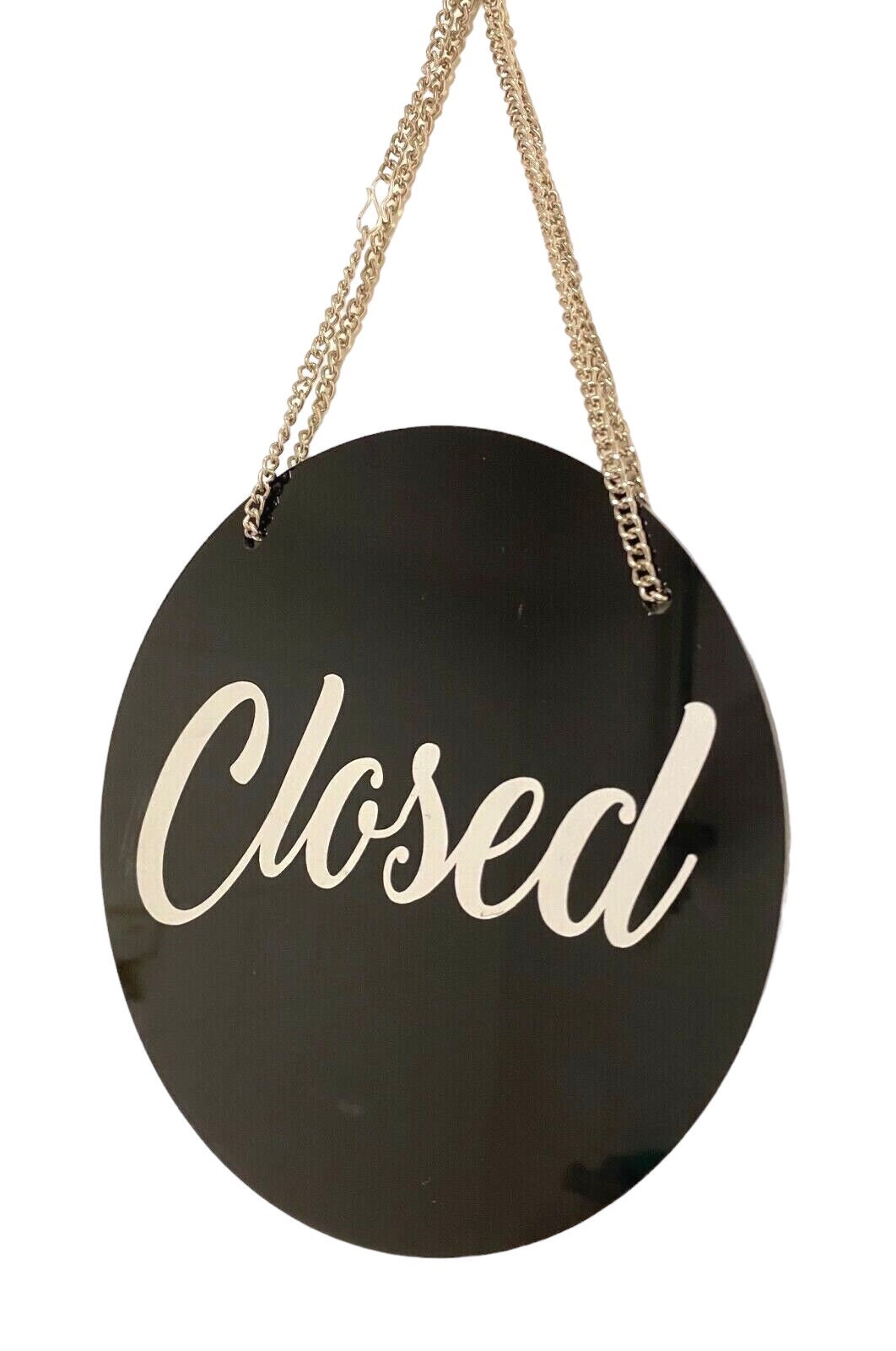 Open Closed Door Sign With Chain & Suction Rigid 3mm Black Silver Gold ...