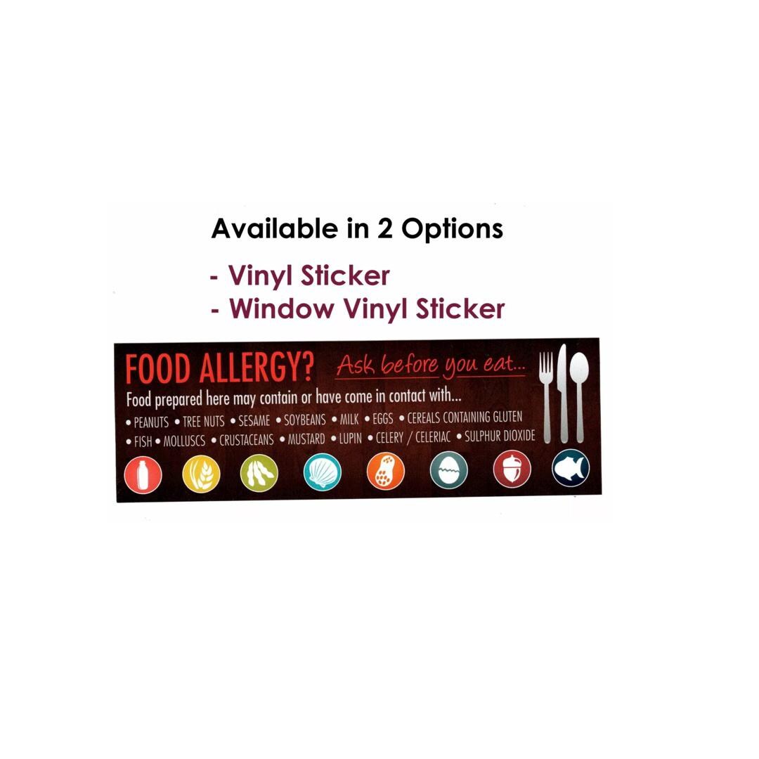 Ingested Poster Food Allergy Sign Sticker Restaurant Bar Allergen Intolerances Sign ...