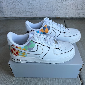 Hand Painted Custom Air Force 1 Sneakers - Multi Colored Abstract Design, Unique Shoes, Customizable, Personalized Gift