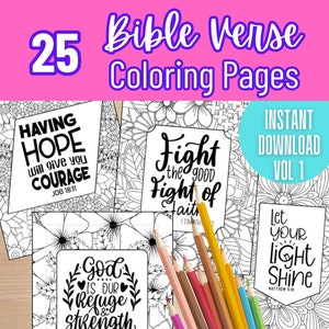 Bible Verse Coloring Pages (25) Vol 1, Christian Coloring Pages, Inspirational Bible Verses Coloring Pages, Printable, Digital Download
