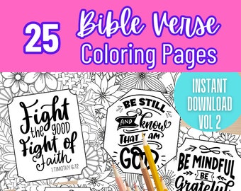 Bible Verse Coloring Pages (25) Vol 2, Christian Coloring Pages, Inspirational Bible Verses Coloring Pages ,Printable ,Digital Download