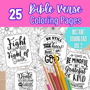 Bible Verse Coloring Pages (25) Vol 2, Christian Coloring Pages, Inspirational Bible Verses Coloring Pages ,Printable ,Digital Download