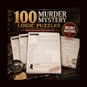 100 rompecabezas de lógica de misterio y asesinato con soluciones incluidas.
