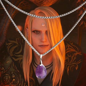 Collier Zenos inspiré de FFXIV, collier FFxiv, collier cosplay, collier à pendentif en cristal violet
