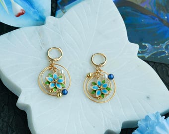 Glow in dark Silent Princess earrings ,LoZ Gamer Gift  Blue Flower Earrings Gift Twilight Princess Zelda Cosplay earrings anime earrings