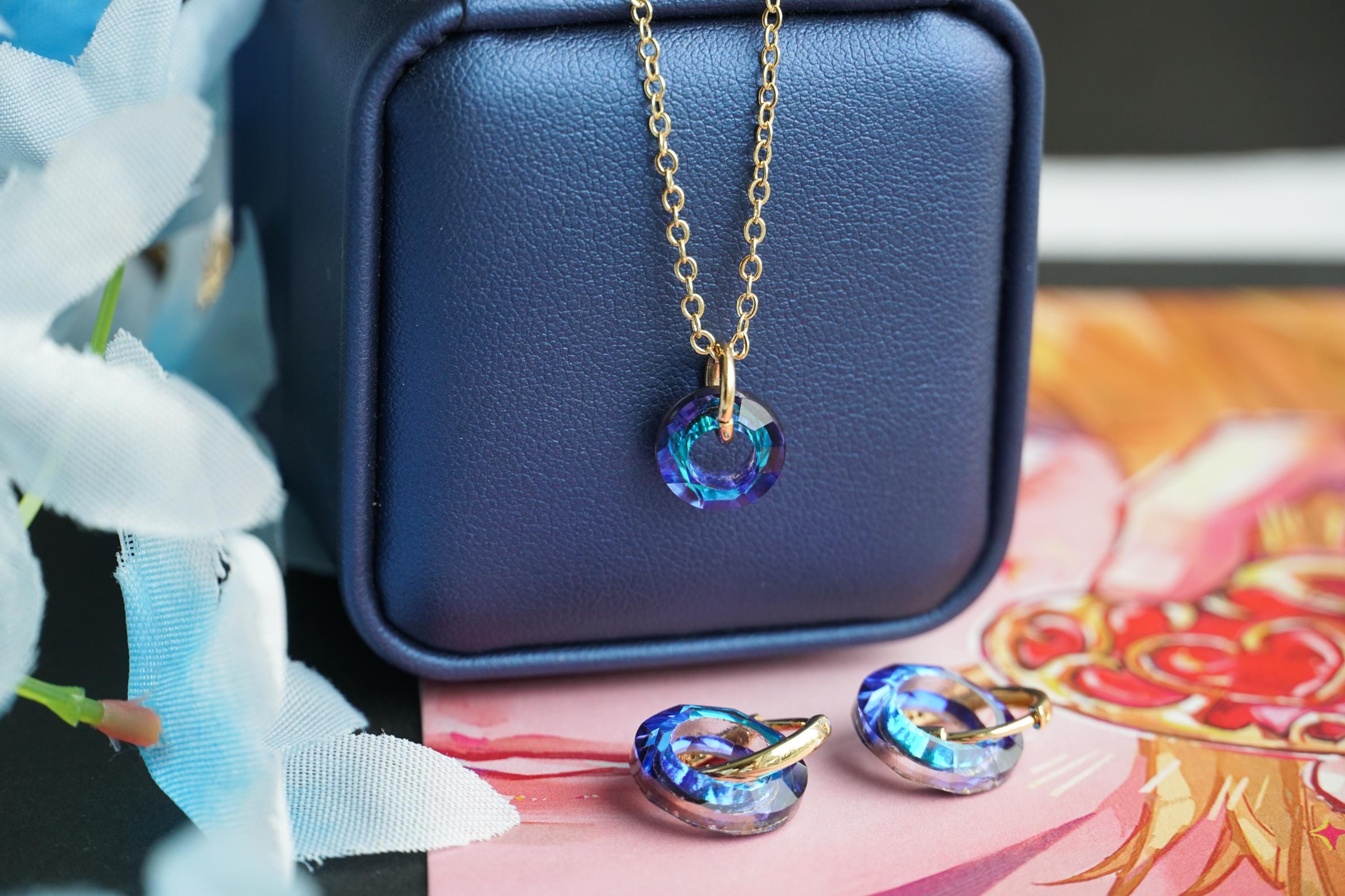 Blue Link Earrings &necklace Set • Zicorn Hoop Earrings,link's