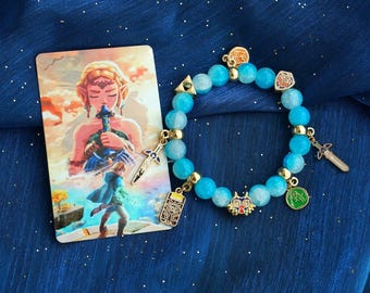 Zelda bracelet ,game Inspired Bracelet, gold plated Glass Beads,Link bracelet,LOZ bracelet,BOTW bracelet,anime bracelet,LOZ gift