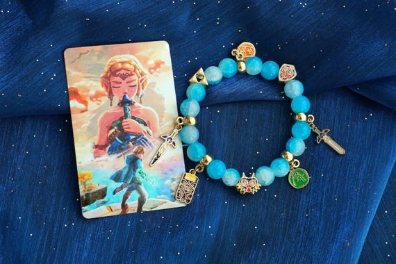 Zelda bracelet ,game Inspired Bracelet, gold plated Glass Beads,Link bracelet,LOZ bracelet,BOTW bracelet,anime bracelet,LOZ gift