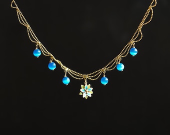 Silent Princess necklace ,LoZ Gamer Gift  Blue Flower necklace Gift Twilight Princess Zelda Cosplay necklace anime necklace Loz necklace