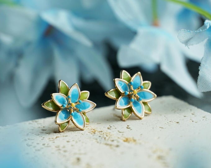 Glow in dark Silent Princess earrings ,LoZ Gamer Gift  Blue Flower Earrings Gift Twilight Princess Zelda Cosplay earrings anime earrings