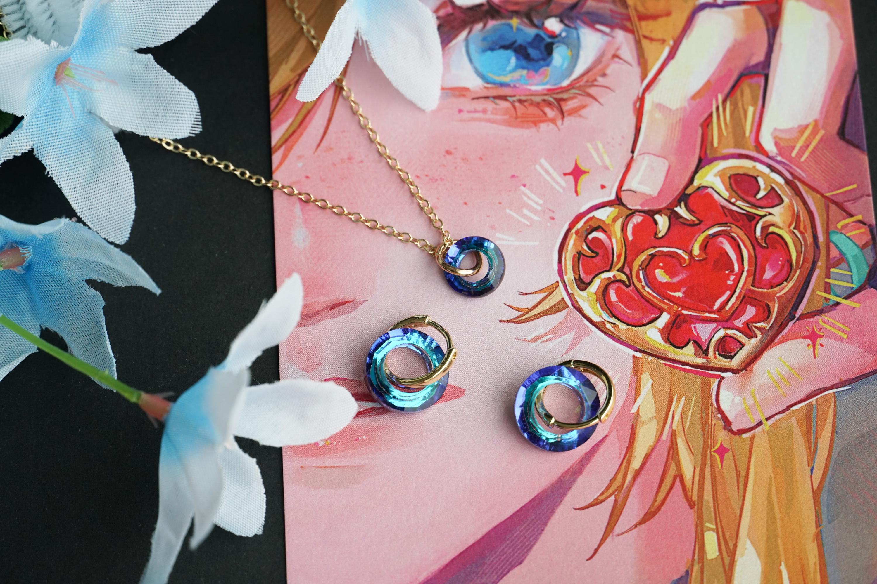 Blue Link Earrings &necklace Set • Zicorn Hoop Earrings,link's