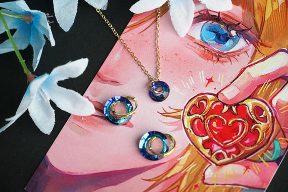 Blue Link Earrings &necklace Set • Zicorn Hoop Earrings,link's