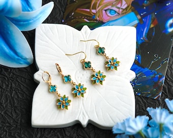 Glow in dark Silent Princess earrings ,LoZ Gamer Gift  Blue Flower Earrings Gift Twilight Princess Zelda Cosplay earrings anime earrings
