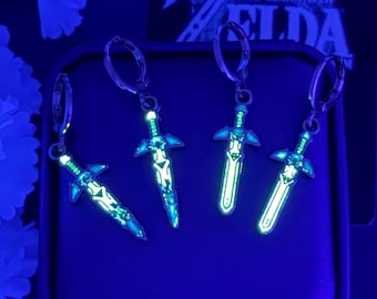 Master Sword Earrings · Glow in the Dark · Fantasy Hero Sword Inspired · Gamer Jewelry · Zelda Cosplay Gift,Zelda earrings,TOTK gift