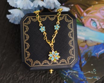 Silent Princess necklace ,LoZ Gamer Gift  Blue Flower necklace Gift Twilight Princess Zelda Cosplay necklace anime necklace Loz necklace