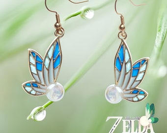 Navi  glow in the dark earrings fairy earrings blue fairy wing earrings ,Zelda fan gift ,Zelda earrings