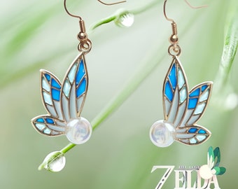 Legend of Zelda Boucles d'oreilles Navi phosphorescentes, boucles d'oreilles fées, boucles d'oreilles ailes de fée bleues, cadeau fan Zelda, boucles d'oreilles Zelda