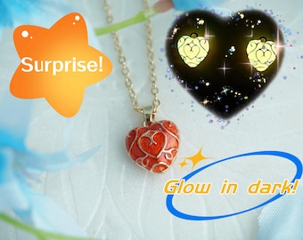 Glow in dark Heart container necklace ,LoZ Gamer Gift  Zelda Gift Zelda Cosplay necklace anime necklace Loz necklace BOTW necklace