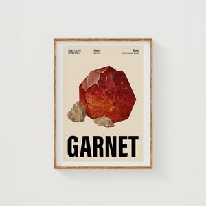Garnet Birthstone Print, January Birthday Posters, Birthstone Gift, January Birthday Print, January Gifts, Crystal Gift for Friend