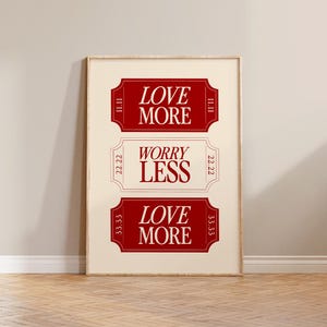 Retro Ticket Art Print, Positive Quote Ticket Art, Angel Numbers, Red Wall Art, Motivational Quote Print, Admit One Fair Ticket