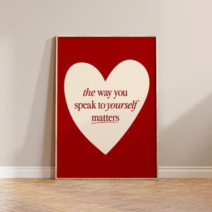 Heart Art Print, Positive Quote Wall Art, Red Wall Art, Motivational Quote Print, Art Aesthetic Heart Poster, Love Letter Poster
