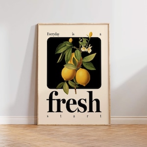 Vintage Lemon Print, Lemon Print, Lemon Wall Art, Kitchen Prints, Vintage Lemons, Lemon Kitchen Decor, Fresh Art, Kitchen Wall Art Print