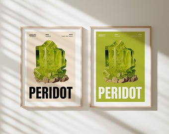 Peridot Birthstone Print, August Birthday Poster, Birthstone Gift, August Birthday Print, August Gifts, August Christmas Crystal Gift