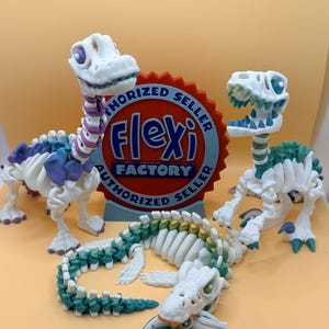 Multicolor 3D Printed Skeleton Dinosaur & Animal Figures | Choose Your Model | Color Accent Bones