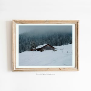 Verschneite Schweizer Alpen Fotodruck - Die Schweiz Wandkunst - Winter Wohnkultur - Schwarz weiss Fotografie - Reisefotografie