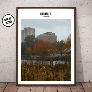 Chicago Lincoln Park Poster Print - John Hancock Building Photo - Chicago Autumn Wall Art - Black and White Home Decor - Chicago Photography