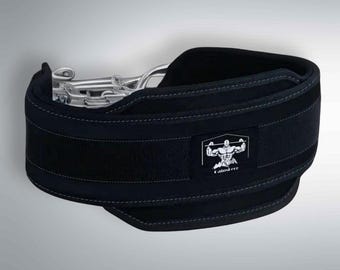 Cinturón de levantamiento de pesas: cadena de acero resistente, neopreno acolchado
