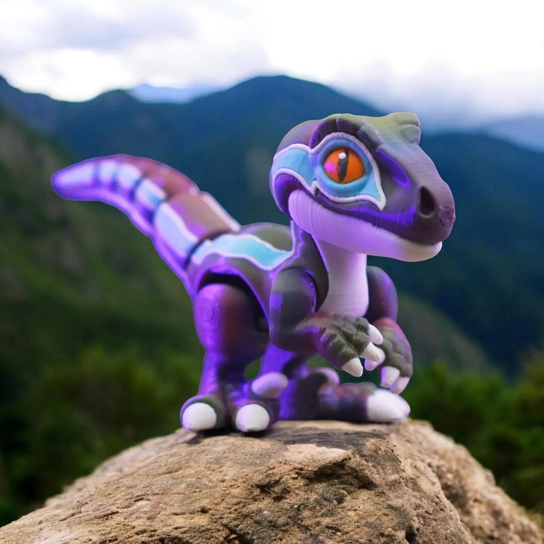 Posable Raptor Flexy Baby Raptor – 3D Printed Poseable Dinosaur Figurine | Adorable ...