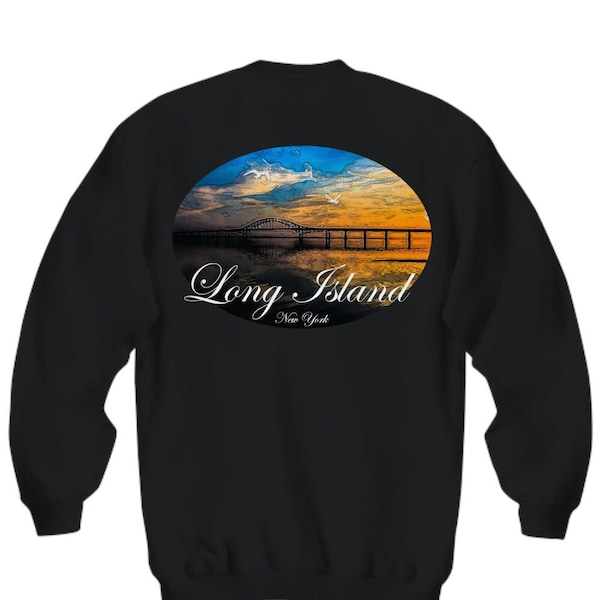 Beautiful Image of Robert Moses Bridge - Long Island Sweatshirt - Main print on back