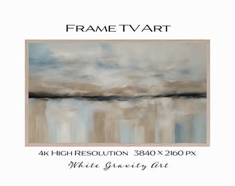 Frame TV-kunst | Abstract strand reflectie zomer landschap schilderij | Minimalistische kustkunst | 4K televisieillustraties direct digitaal downloaden