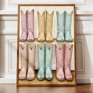 Cowgirl Boot Print, Cowboy Boots Poster, Bedroom Decor, Cowboots Print,Preppy Dorm Room,Western Wall Art,Room Decor for Teens, Printable Art