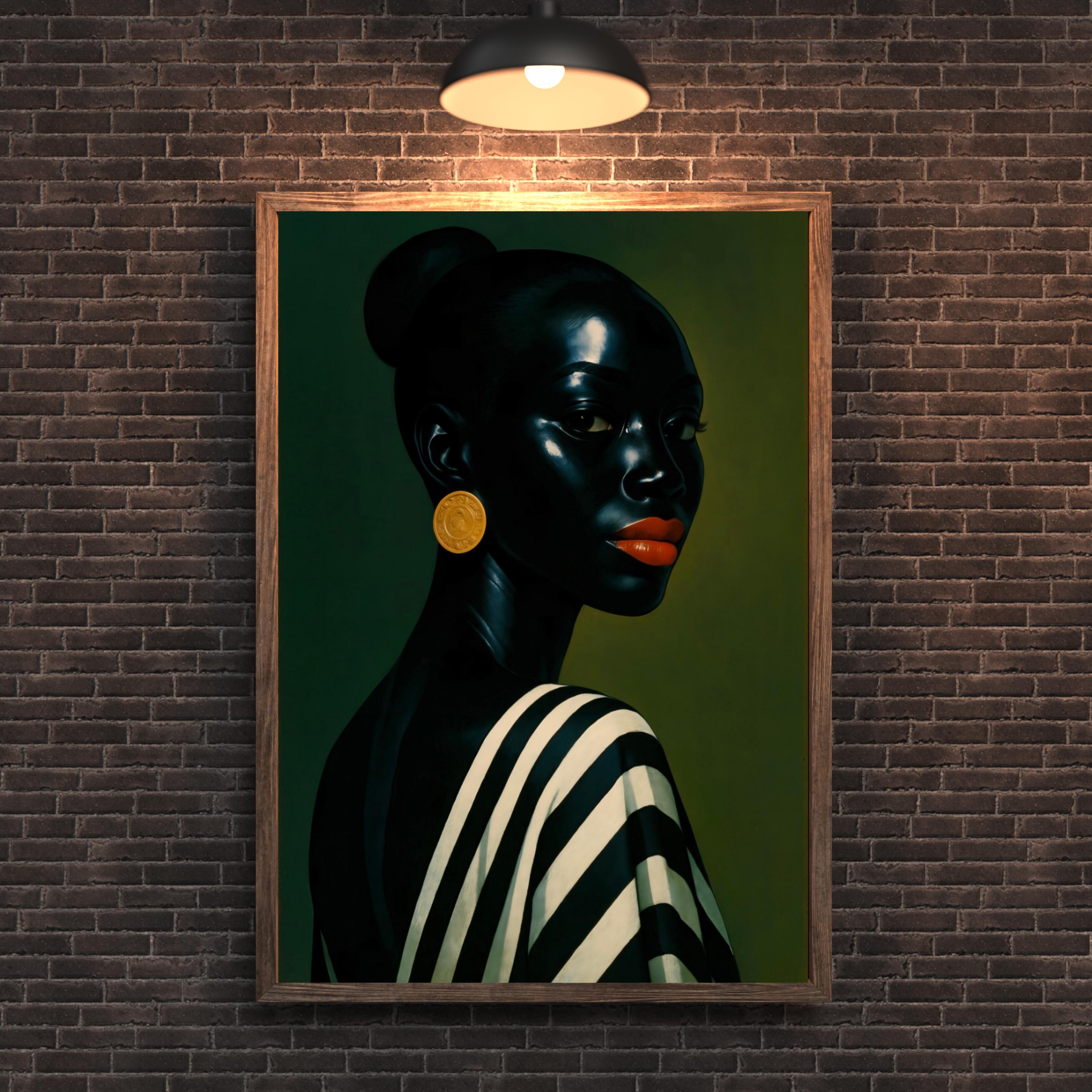 Black Woman Art Print: Green Afrocentric Wall Decor (digital Download ...