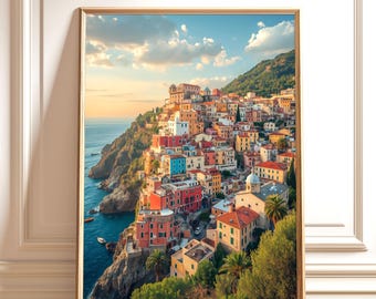 Cinque Terre Art Print: Manarola Italy Coastal Travel Poster (Digital Download)