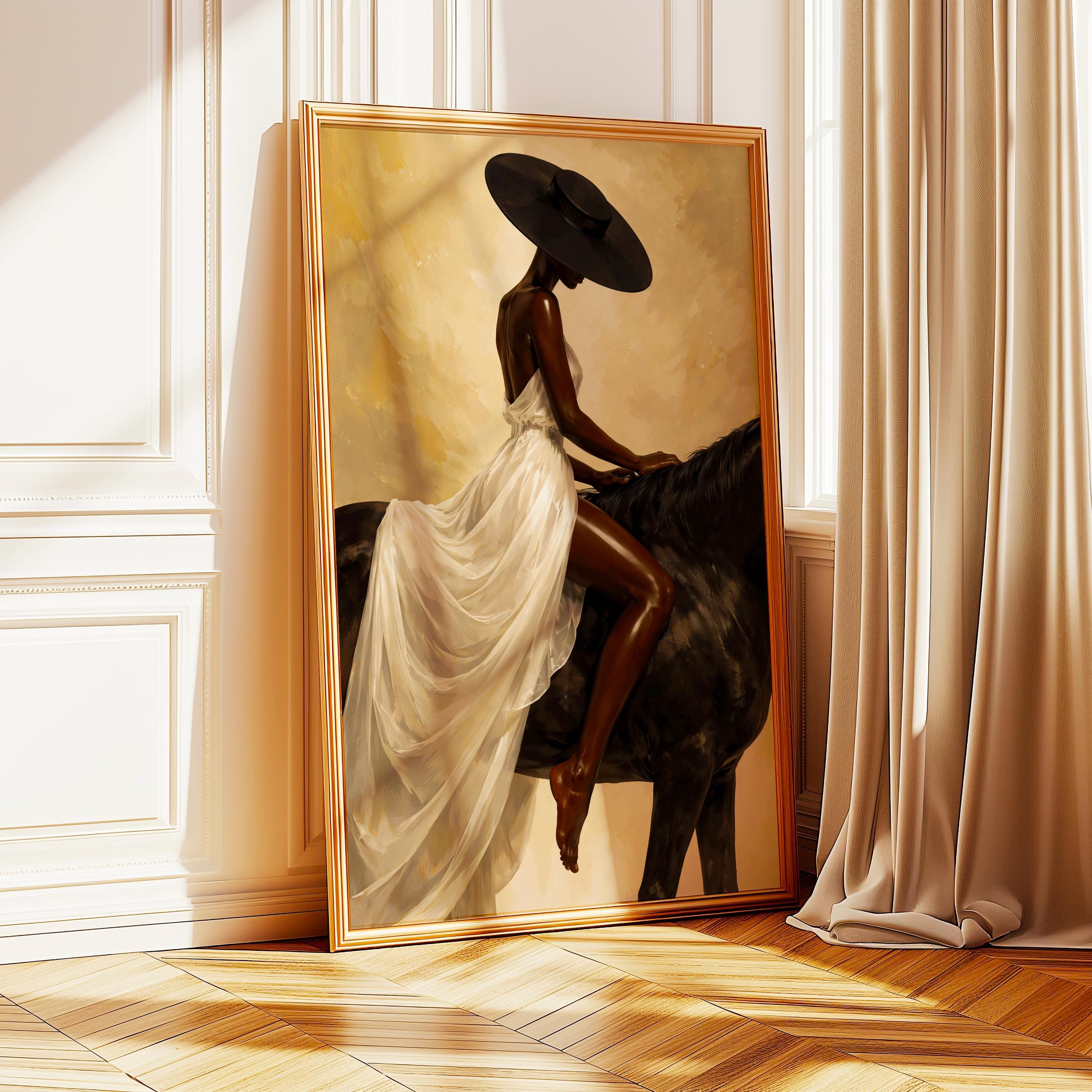 Black Girl Horse Wall Art, Black Woman Art Print, Afrocentric African ...