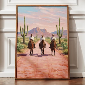 Southwestern Cowboys Print, Colorful Abstract Western Horse Painting, Modern Country Cowboy Poster, Eclectic Printable Wall Art