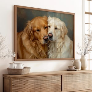 Golden Retriever Dog Art Print, Vintage Dog Wall Art, Cozy Pet Lovers Gift, Oil Painting Digital Download, Antique Dogs Poster, Home Décor