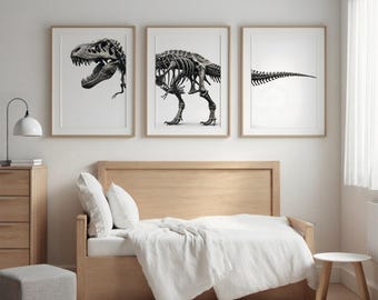 T-Rex Dinosaur Bones Wall Art _ Kids Room Decor _ Set of 3 _ Tyrannosaurus Rex _ Instant Download _ Digital _ PRINTABLE