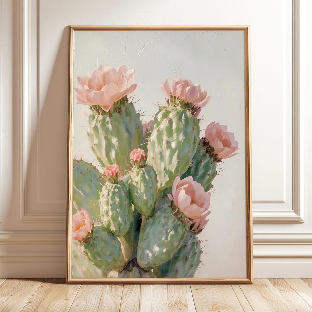 Pink Cactus Flower Print: Desert Botanical Wall Art (digital Download ...